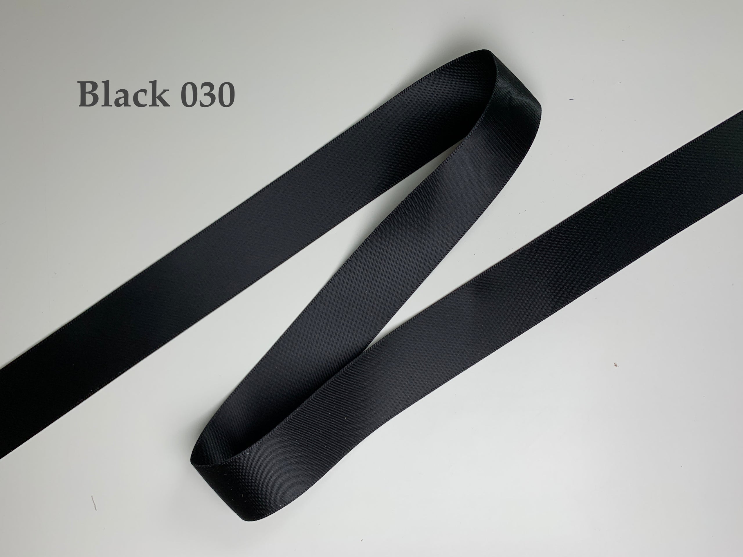 Black Double Faced Satin Ribbon with Sheer Woven Borders - 0.9375