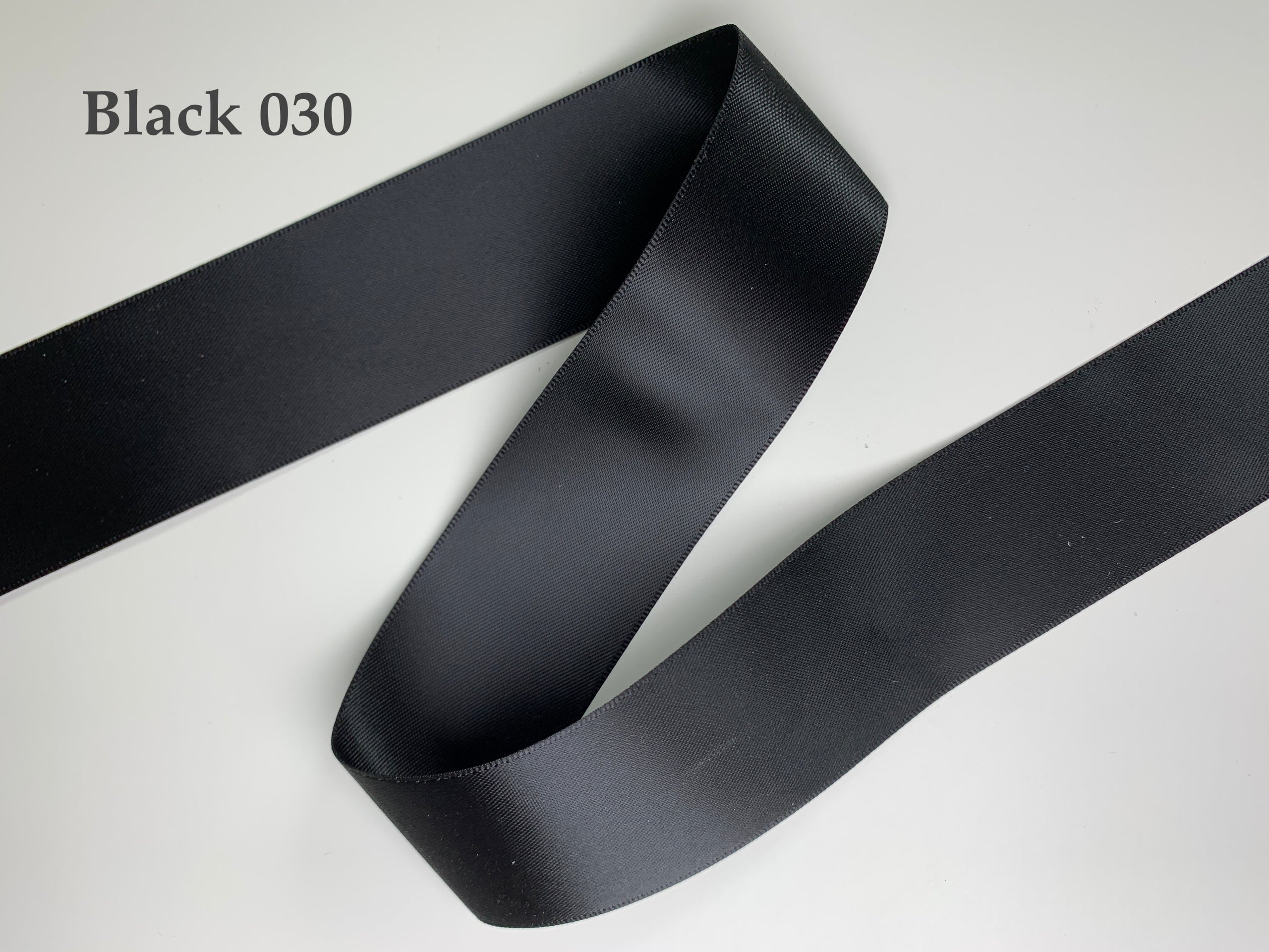 Black Double Face French Satin Ribbon - 1